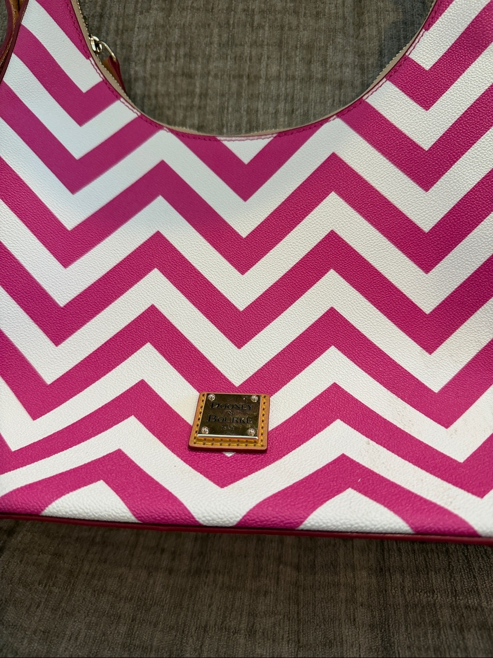 Dooney and Burke Chevron, hobo bag and pink and white zigzag - Picture 2 of 12